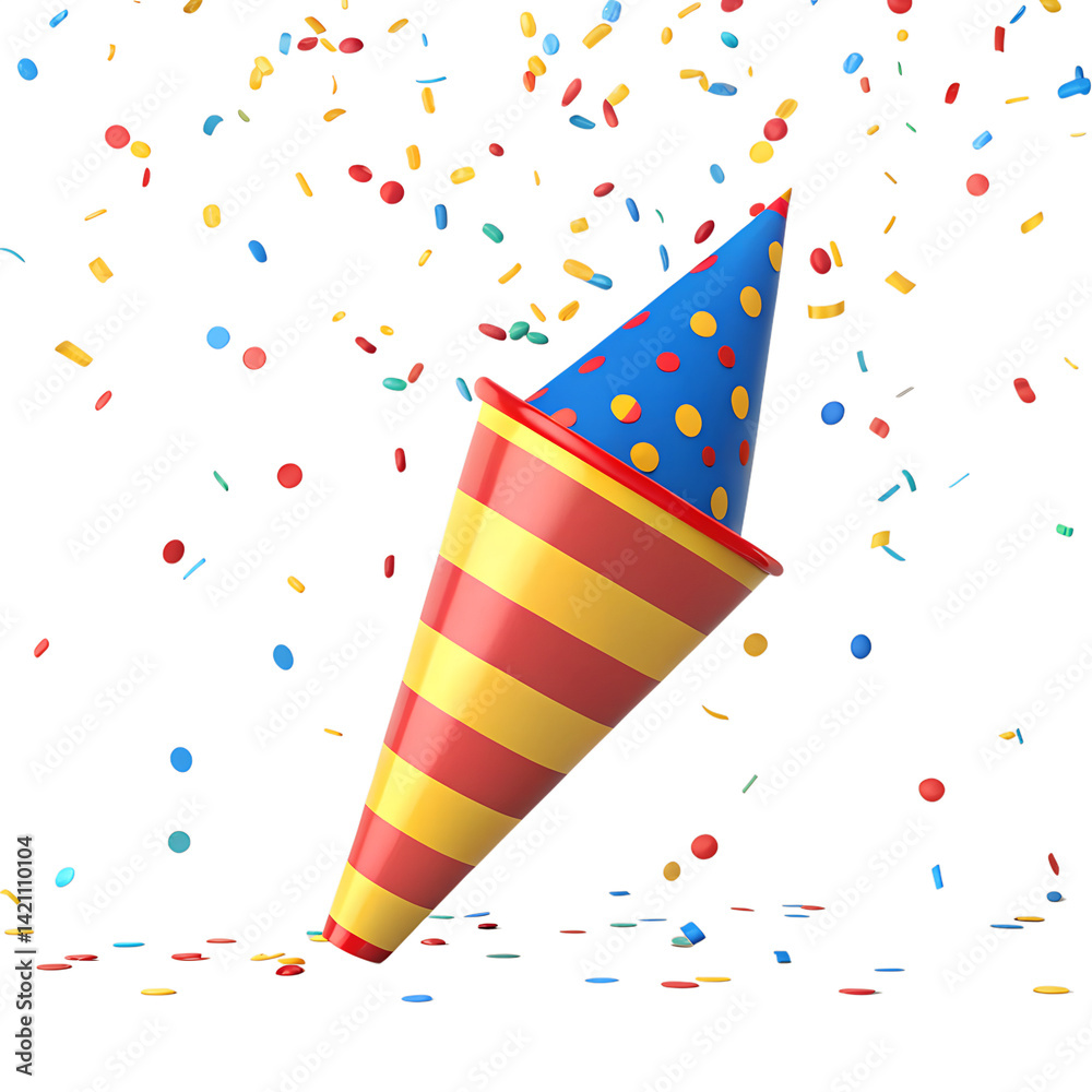 Obraz premium 3d Party popper icon isolated on transparent background