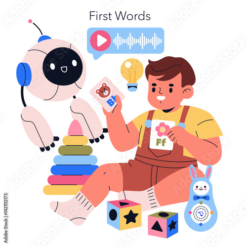 AI Co Parent. Flat Vector Illustration