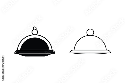 Elegant Food Cover Icon Design For Culinary Presentations And Fine Dining