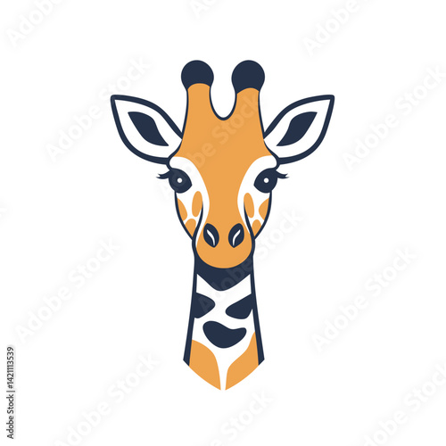 Sweet Giraffe Face Illustration for Children's Decor, Educational Materials, or Gentle Branding