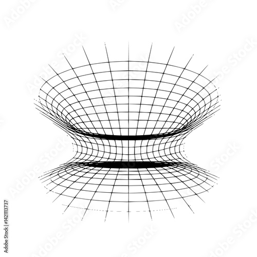 Fototapeta Naklejka Na Ścianę i Meble -  3D Grid Illustration: Wormhole or Abstract Conceptual Space