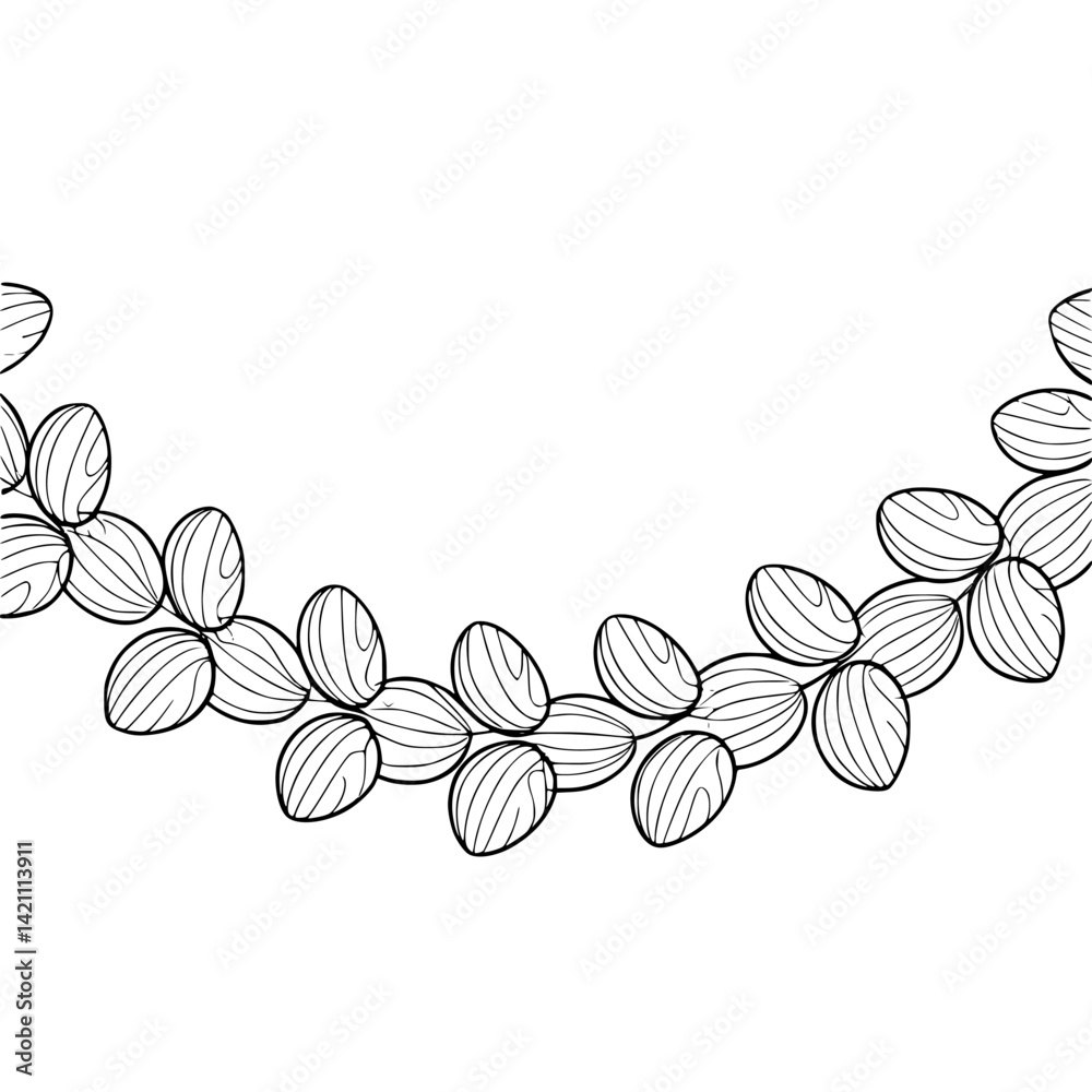 Fototapeta premium Minimalist Floral Garland, Elegant Black & White Illustration