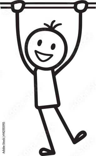 Stick Figure Hanging from Bar