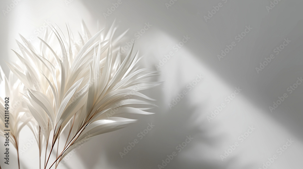 Obraz premium Minimal Botanical Feather Texture with Soft Shadows