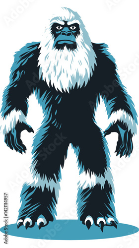 Retro Bigfoot Yeti Minimalist Flat Vector Illustration of Wild Monster SVG Art