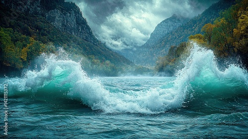 waves crashing on rocks