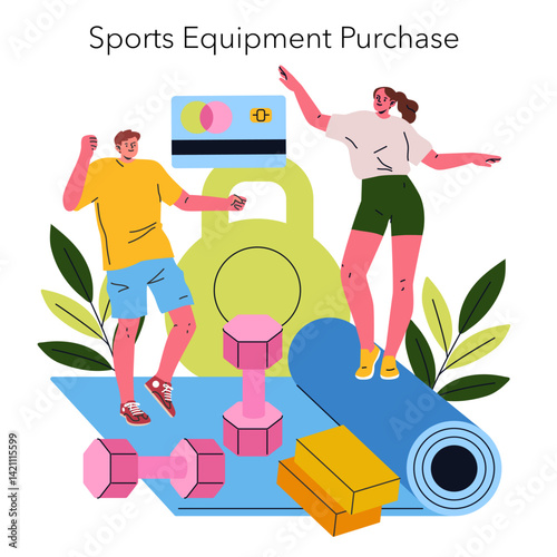 Remote Personal Training. Flat Vector Illustration
