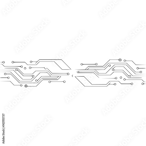Abstract Circuit Board Pattern on White Background, Technology Design