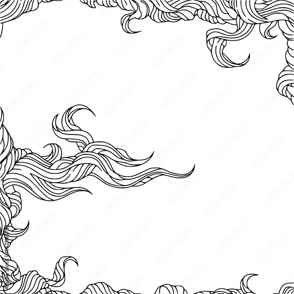 Fototapeta premium Elegant Black and White Curl Border Design