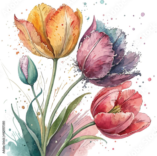 Exotic Orchid Flower with Bold Colors – Vector Design