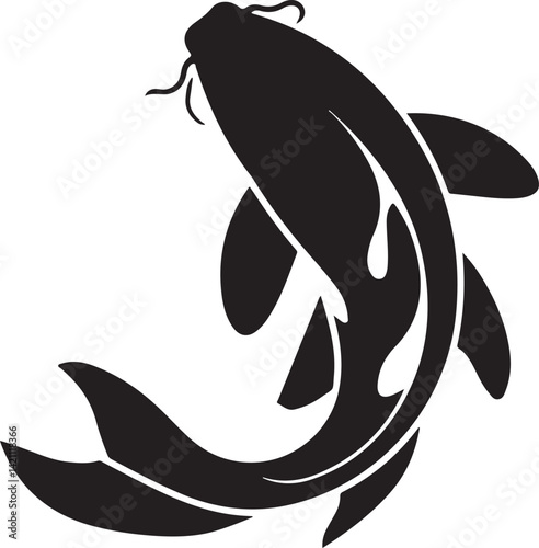 Elegant Black and White Koi Fish Silhouette