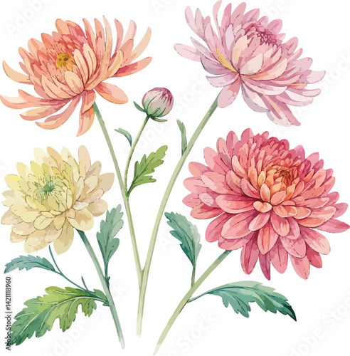 Abstract Floral Pattern with Bright Colors – Vector Art