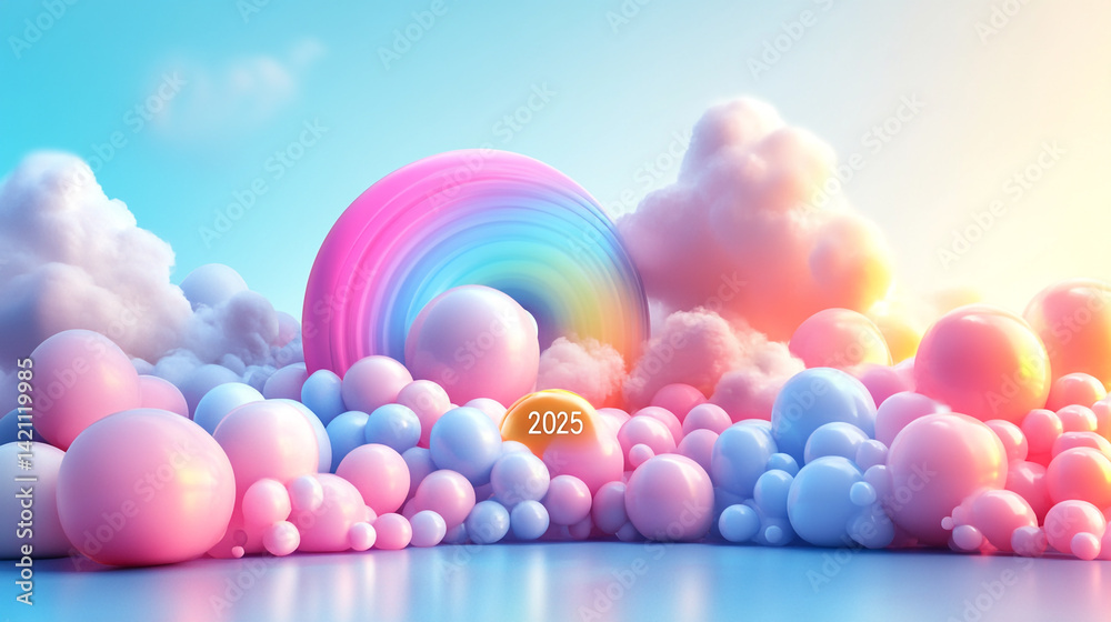 Gradient 2025 Clouds With Dreamy Balloons Ombre And Gradient 2025 Clouds With Dreamy Balloons Ombre And