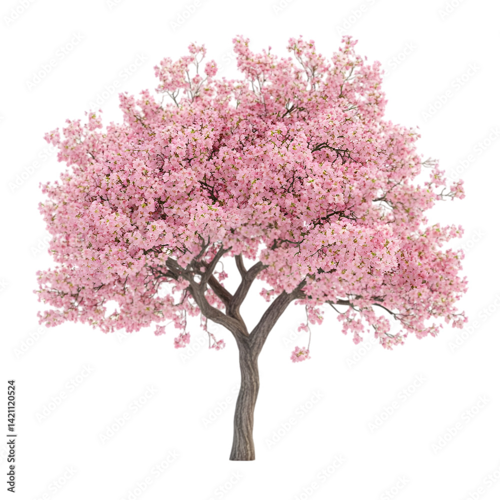Fototapeta premium Beautiful Pink Cherry Blossom Tree Image on white background