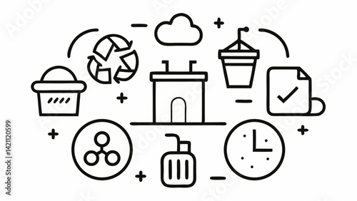 Professional waste icon set in a clean line editable style ideal for vector illustrations, recycling graphics, environmental projects, and sustainable branding