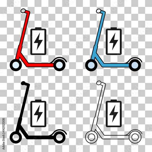 Set of Electric scooter icon, flat eco friendly transport, vehicle vector illustration .