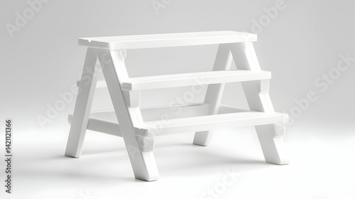 White Three-Tier A-Frame Plant Stand on White Background