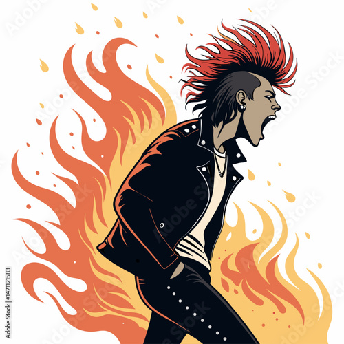 Create a vector illustration of a bold, thick-lined punk rocker headband.  Include studs and/or chains.