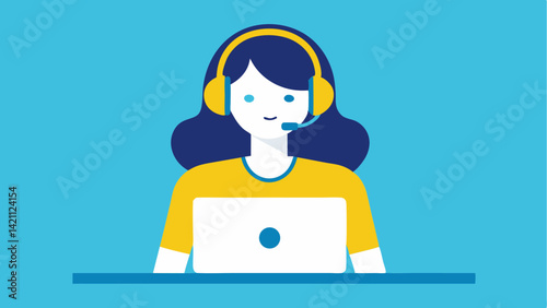 Focused female operator using a microphone headset to assist customers through a support hotline with excellent service and real-time communication skills