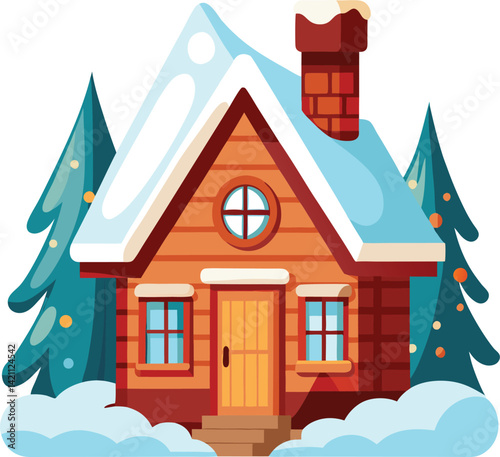 Snow-covered cottage
