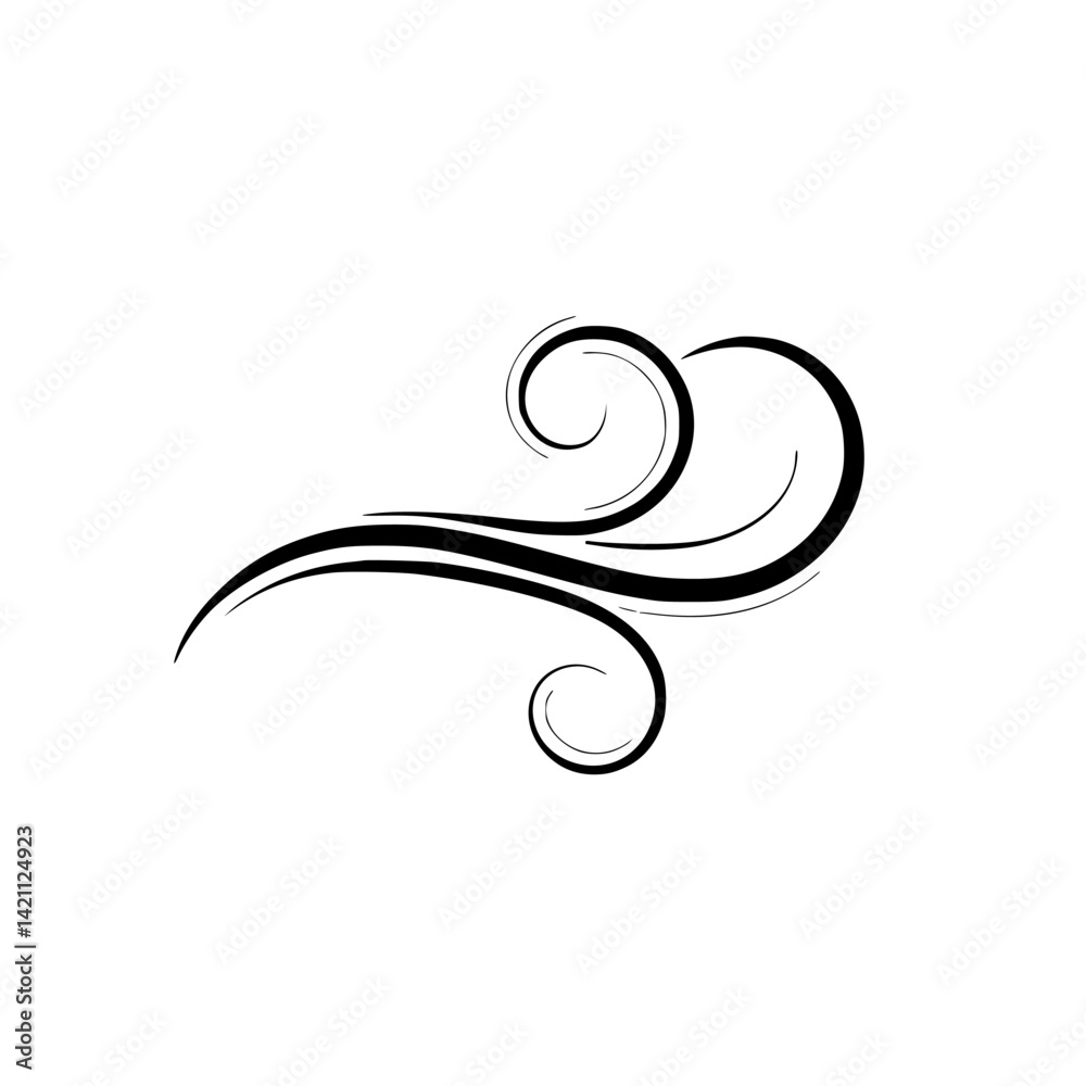 Elegant Black Swirl Element on White Background Elegant Black Swirl Element on White Background
