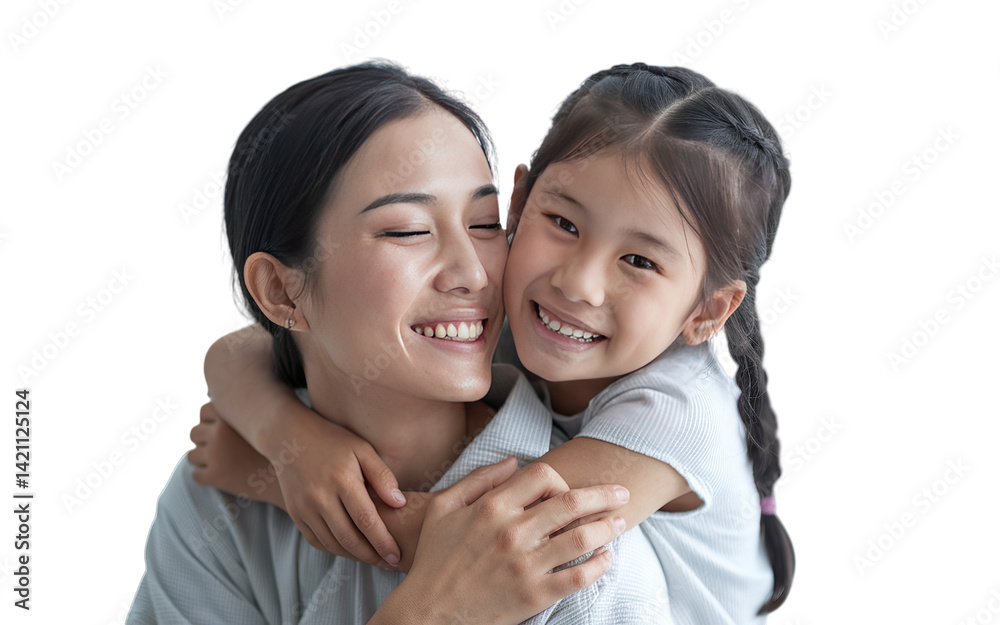 Mother's Day, Mother Holding Child with Love and Care isolated on transparent background Mother's Day, Mother Holding Child with Love and Care isolated on transparent background