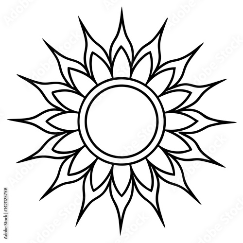 sun line art vector illustration cartoon character