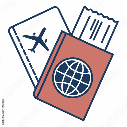 passport, ticket, airplane, travel, flat design clip art preview