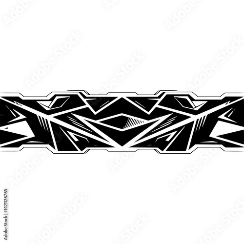 Tech Abstract Geometric Banner in Grayscale, Modern Design