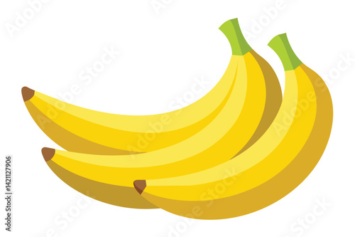 Colorful illustration of ripe yellow bananas on a white background, symbolizing tropical fruit, health, and nutrition.