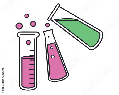 Test Tubes Mixing Liquids: Chemistry Experiment, Science, Research, Laboratory.