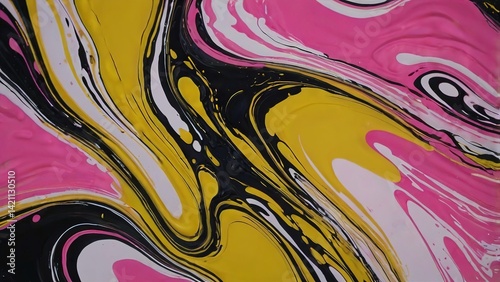 Abstract colorful backdrop design with swirling blue liquid texture and artistic paint flow