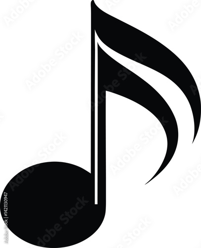 Elegant Black Music Note Graphic for Design Isolated Vector Illustration On Transparent Background