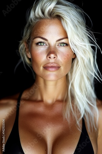 A woman in a black bikini posing for a picture