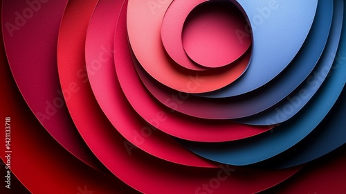 a close up of a bunch of red and blue paper circles