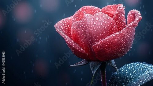 A red rose with water droplets on it