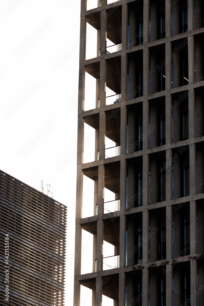 Fototapeta premium Modern Concrete Tower Facade in Hong Kong