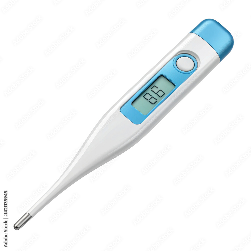 Digital thermometer with sleek design and blue accent, displaying temperature reading of 86 degrees Fahrenheit. This essential health tool is perfect for monitoring body temperature accurately Digital thermometer with sleek design and blue accent, displaying temperature reading of 86 degrees Fahrenheit. This essential health tool is perfect for monitoring body temperature accurately