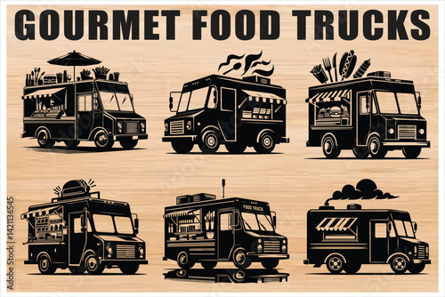 gourmet food trucks vector