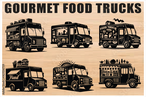 gourmet food trucks vector