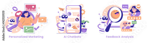 AI In Marketing. Flat Vector Illustration
