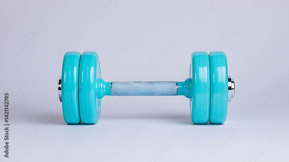 Obraz premium Teal Dumbbell on White Background