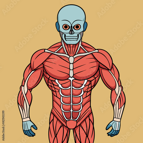 Intricate Layers of the Human Muscular System in Detailed Vector Art