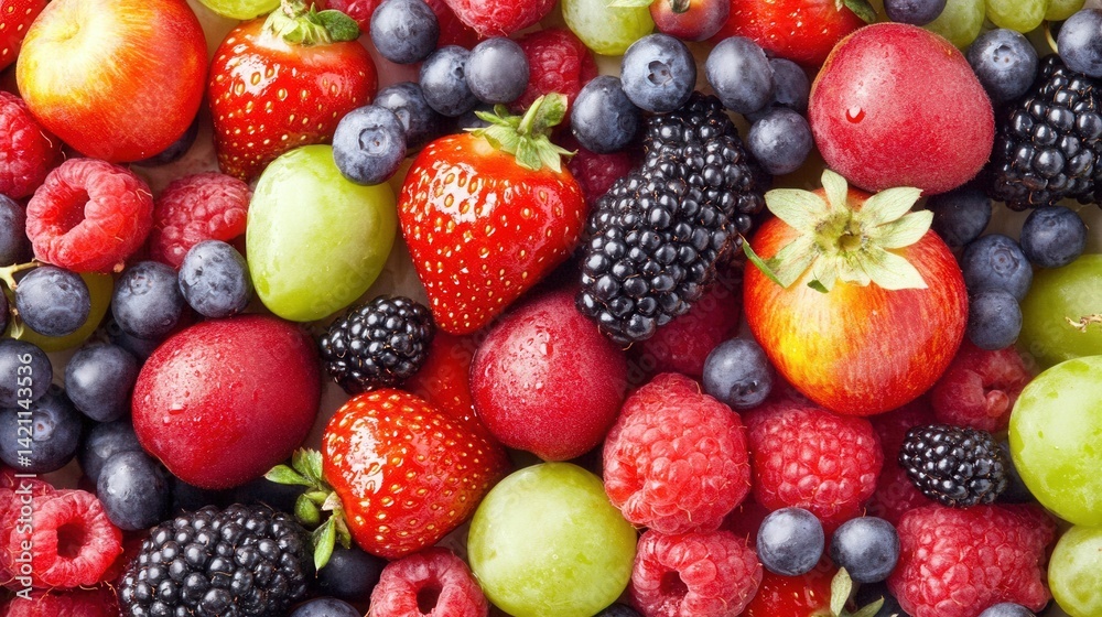 Fototapeta premium Colorful mix of fresh berries and fruits