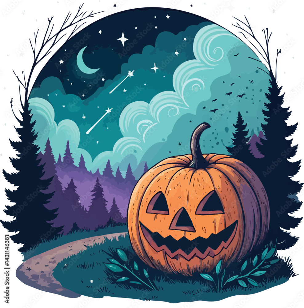 Fototapeta premium Pumpkin Stack – Halloween Decoration Vector Design