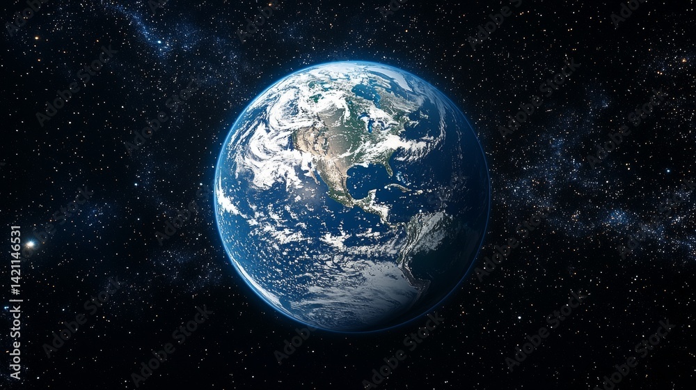 Fototapeta premium A view of the earth from space with stars in the background