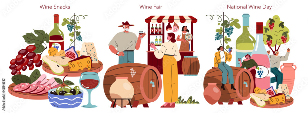 Fototapeta premium National Wine Day. Flat Vector Illustration
