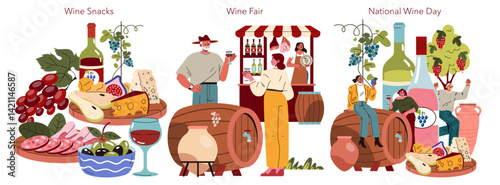 National Wine Day. Flat Vector Illustration