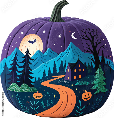 Halloween Pumpkins and Bats – Spooky Night Vector
