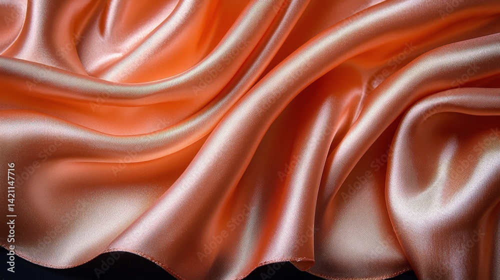 Fototapeta premium A close up shot of an orange satin fabric